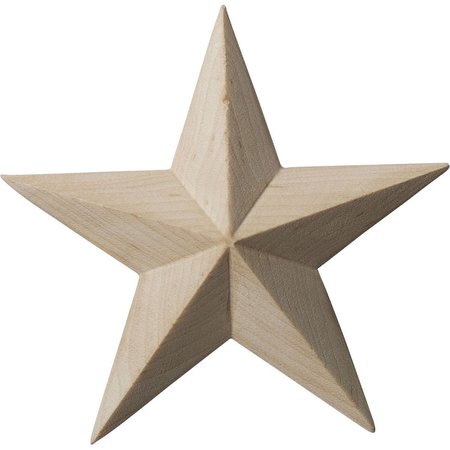 EKENA MILLWORK 3 1/2"W x 3 1/2"H x 5/8"P Galveston Star Rosette, Rubberwood ROS03X03GLRW